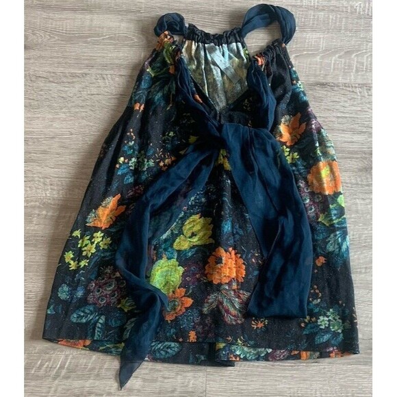 Raquel Allegra Silk Gauze Floral Halter Tank Top in Multi Size 1/S BRAND NEW - Picture 1 of 7